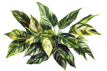 Exotic Tropical Leaves Watercolor Arrangement for Botanical Design
