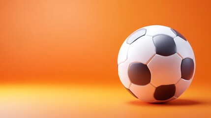 Obraz premium 3D Model of a Single Soccer Ball on an Orange Background