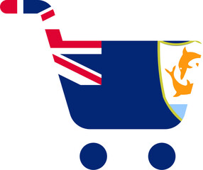 Anguilla flag on Mono Cart Icon