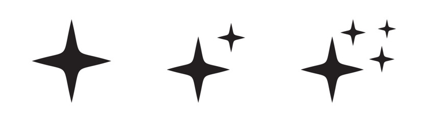 sparkle star icon set. simple star burst symbol. vector illustration.