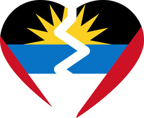 Broken Heart Icon of Antigua and Barbuda Flag