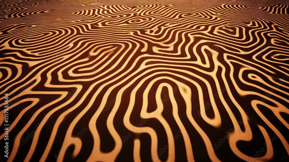 Aufkleber intricate patterns of flowing lines create a mesmerizing design on a sandy surface during golden hou