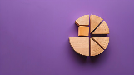 Wooden Circle Segmentation Illustration on Purple Background