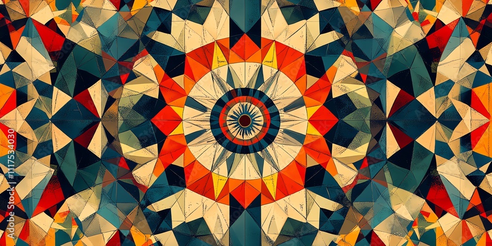Aufkleber abstract geometric pattern with vibrant colors and intricate designs.