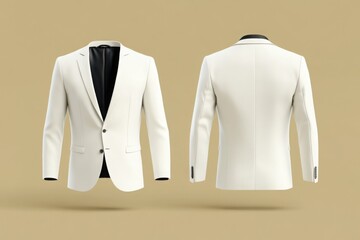 white blazer  man mockup with front and back view. blazer jacket mock-up template .