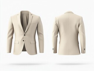 white blazer  man mockup with front and back view. blazer jacket mock-up template .