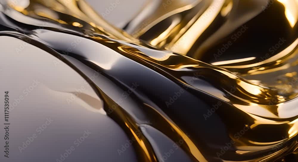 Poster liquid mercury flows creating abstract shapes with captivating reflections and a dynamic shiny metal