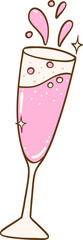Champagne Glass Pink Doodle Hand Drawn
