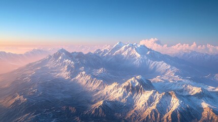 Fototapeta premium K2, also known as Mount Godwin-Austen, the second-highest peak in the world, showcasing the majestic snow-capped summit and the golden sunrise reflecting on its slopes.