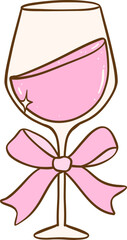 Coquette Wine Glass Doodle Drawn