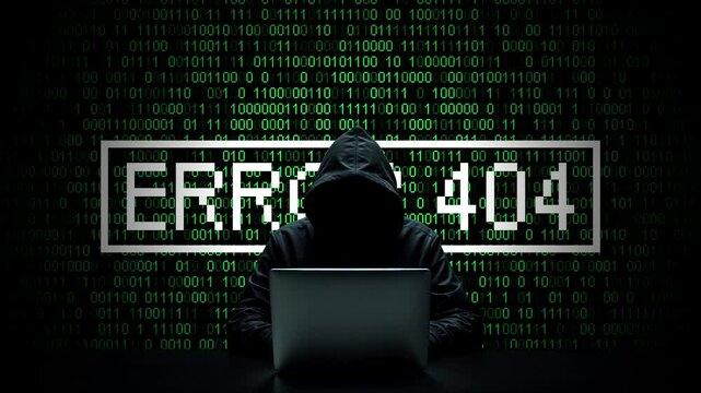 Hacker working on laptop on abstract digital background