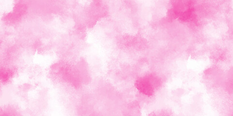 brush painted watercolor abstract painting background, fresh and blurry pink cloud sky, Pink backgrounds watercolor vintage grunge texture, Soft and cloudy watercolor stain of pink paint texture.