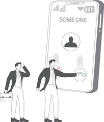 The businessman who rejects calls, telephone harassment, telephone advertising and marketing, and other spacing troubles presses the reject caller