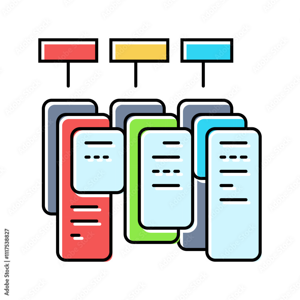 Poster task batching time management color icon vector. task batching time management sign. isolated symbol