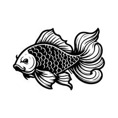 black and white Koi  fishes vector illustration