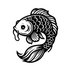 black and white Koi  fishes vector illustration
