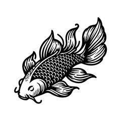 black and white Koi  fishes vector illustration