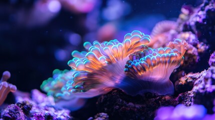 Vibrant Coral Polyp Underwater Scene Displaying Beauty