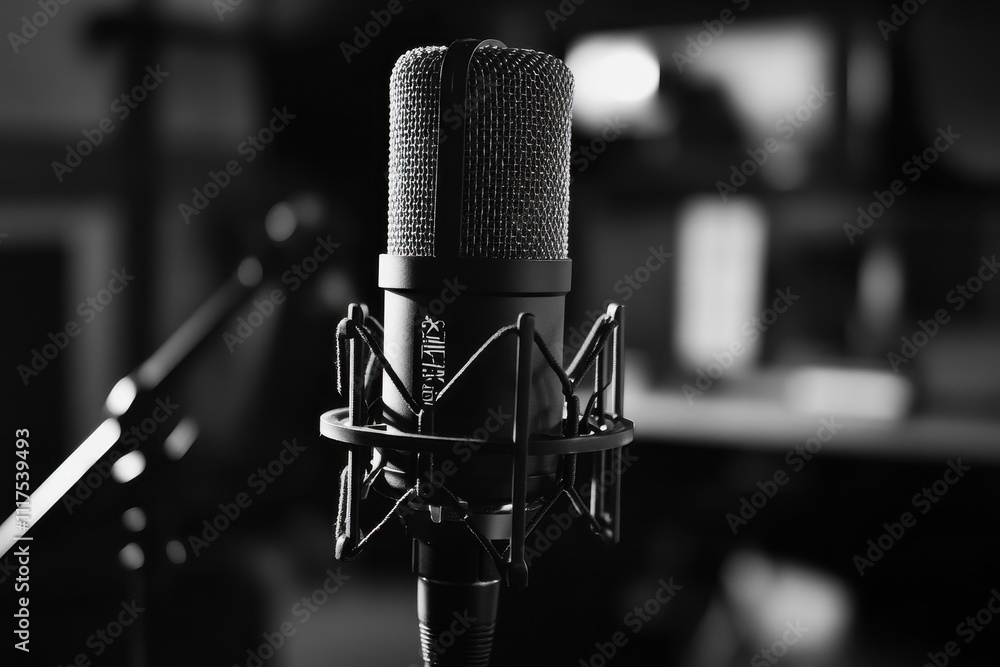 Aufkleber a close-up of a microphone, highlighting its design and function for audio recording.