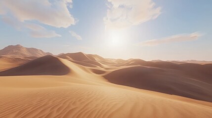 Golden Sand Dunes Under A Sunny Sky
