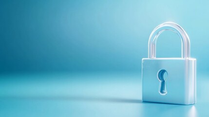 Naklejka premium 3D Model of a Private Security Padlock on a Soft Blue Background