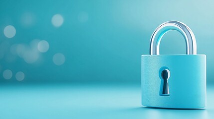 3D Model of a Blue Padlock for Security and Privacy Themes