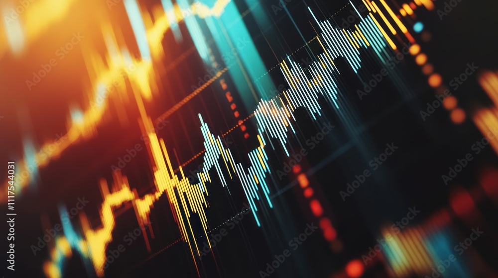 Poster abstract financial data visualization showing market trends