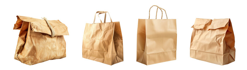 Paper Bags Set Isolated Transparent Background PNG Image