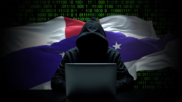 Netherlands Antilles flag - 3D realistic waving flag on matrix digital background with binary code - Powered by Adobe