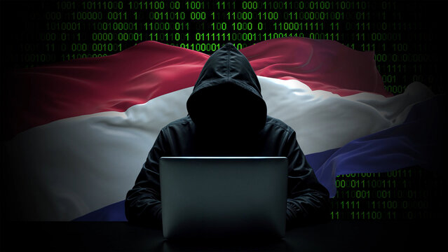 Paraguay flag - 3D realistic waving flag on matrix digital background with binary code - Powered by Adobe