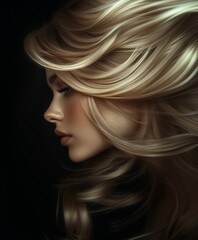 Naklejka premium woman profile with beautiful blonde hair