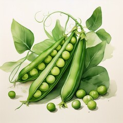 This charming illustration of watercolor peas is perfect for ecobranding, food blogs, and various packaging needs