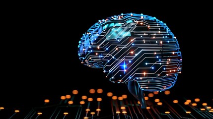 Fototapeta premium An AI-powered brain with augmented reality integration, displaying futuristic technology