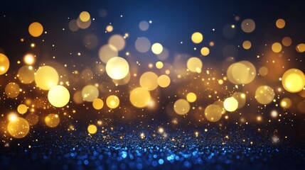 Obraz premium Sparkling Blue and Gold Glitter Festive Background.