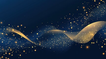 Elegant Golden Glitter Wave Abstract Background.