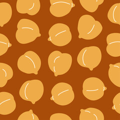 Chickpeas seamless pattern on white background. Ingredient for hummus, falafel and other vegetarian food. Vegan protein source. Garbanzo beans backdrop.