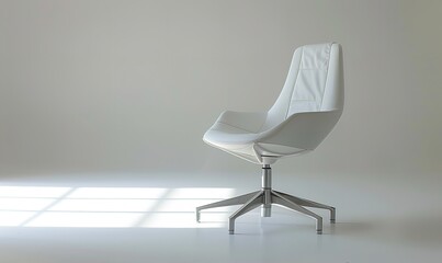 This sleek white office chair is ideal for modern workstations since it is pleasant to sit on, Generative AI.