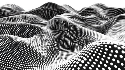 Naklejka premium Abstract Black and White Dotted Wave Pattern.