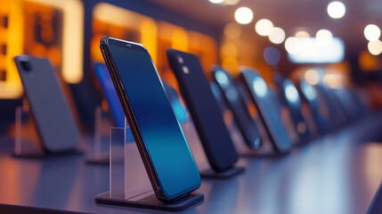 店舗に展示されたスマートフォン