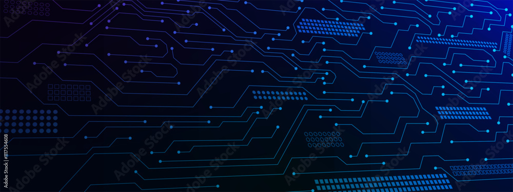 Poster abstract computer technology with circuit board and electronic elements background. futuristic conne