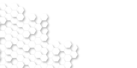Realistic geometric pattern White Hexagonal Background. Luxury White Pattern. 3D Futuristic abstract honeycomb mosaic white background. geometric mesh cell texture. modern futuristic wallpaper.