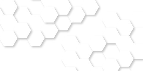 Obraz premium Realistic geometric pattern White Hexagonal Background. Luxury White Pattern. 3D Futuristic abstract honeycomb mosaic white background. geometric mesh cell texture. modern futuristic wallpaper.