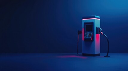 Electric Car Charging Station in Neon Lights