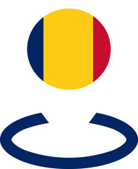 Fototapeta premium Location Icon of Chad Flag