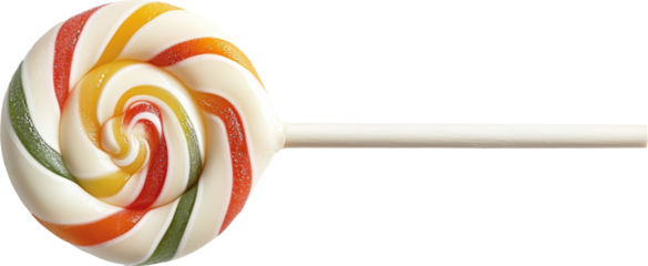Colorful spiral lollipop on a white stick