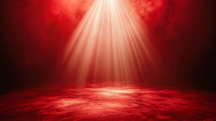 Fototapeta premium A vibrant red stage with lighting on a red background, creating an elegant and festive atmosphere, perfect for a holiday opening ceremony.