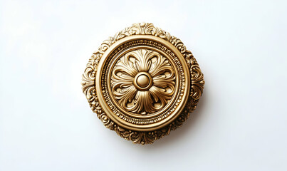 Ornate golden decorative element with floral design, suitable for architectural embellishments.