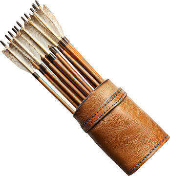 Leather quiver filled with classic arrows