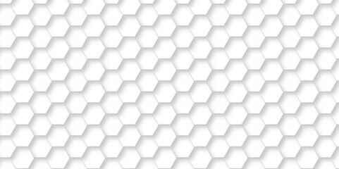 Naklejka premium Realistic geometric pattern White Hexagonal Background. Luxury White Pattern. 3D Futuristic abstract honeycomb mosaic white background. geometric mesh cell texture. modern futuristic wallpaper.