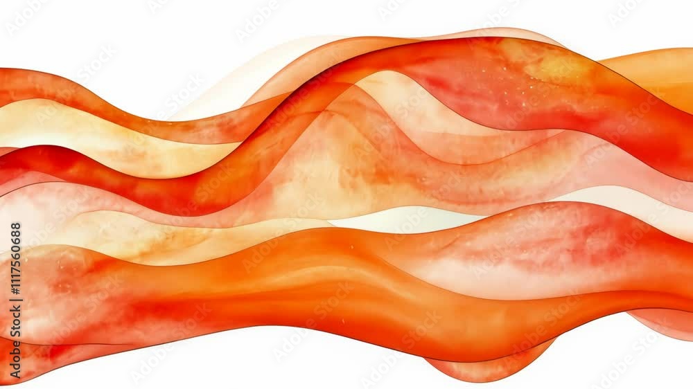 Poster abstract waves in vibrant orange and red tones create a flowing design suitable for various artistic
